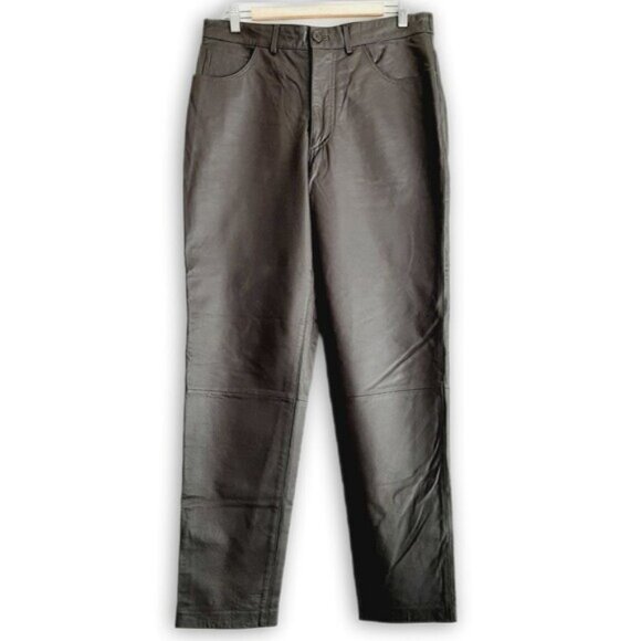 NEVADA Genuine Leather High Waist Pants Brown Sz L - Picture 1 of 11